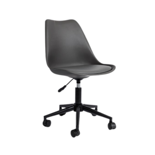 СКАНДИ, стул рабочий на колесах, серый, черный каркас