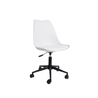 СКАНДИ, стул рабочий на колесах, белый, черный каркас