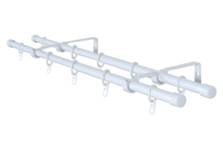 ТЕЛЕСКОП, карниз двойной, 160-300см, с заглушками и крючками, белый