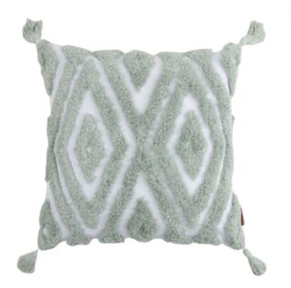 БОХО, чехол на подушку, 45х45 см, белыйзеленый, геометрия