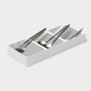 ГРИТЭН, лоток для столовых приборов, с силиконовой вставкой, 3 секции, 39х15х5 см, белый