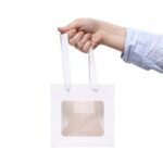 ГИФТ, пакет подарочный с окном, крафт, 15х15х15 см, белый