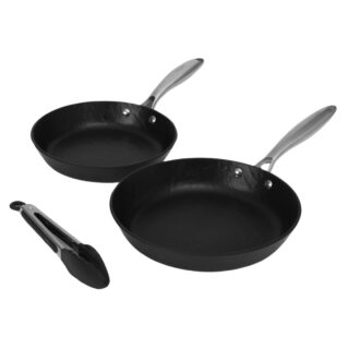 РОК СТОУН, кухонный набор, 2 сковороды 22 и 26 см + щипцы