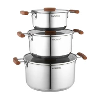 МАГИСТРО, набор кастрюль, 3 шт, 16/20/24 см, штабелируемые, нержавеющая сталь