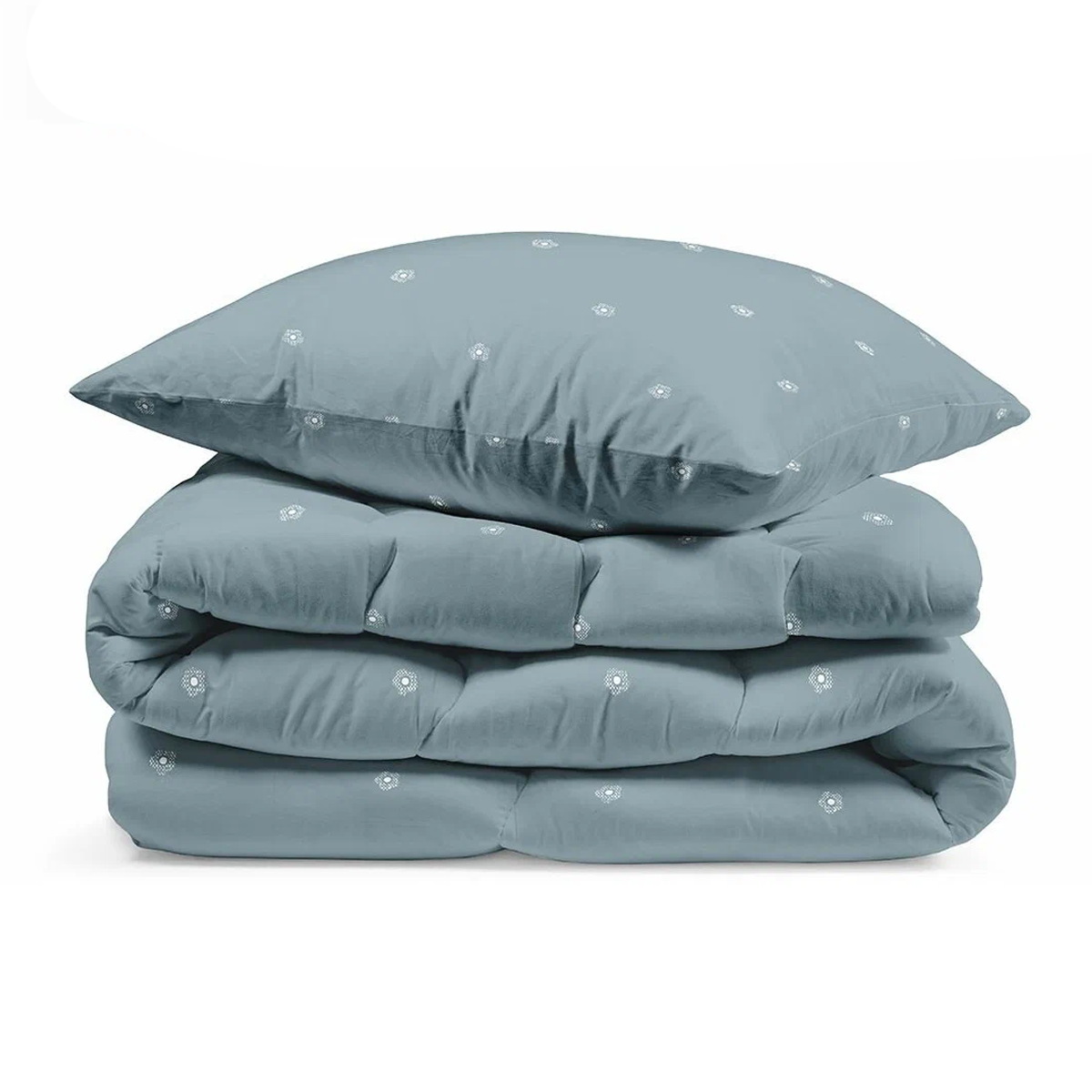 ЙЕРРНА, пододеяльник и 2 наволочки, 200х200/50х70см, принт, серо-голубой, перкаль ЙЕРРНА, пододеяльник и 2 наволочки, 200х200/50х70см, принт, серо-голубой, перкаль