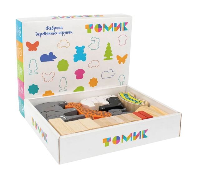 КИДС, деревянный конструктор, 39 элементов, зоопарк, разноцветый КИДС, деревянный конструктор, 39 элементов, зоопарк, разноцветый