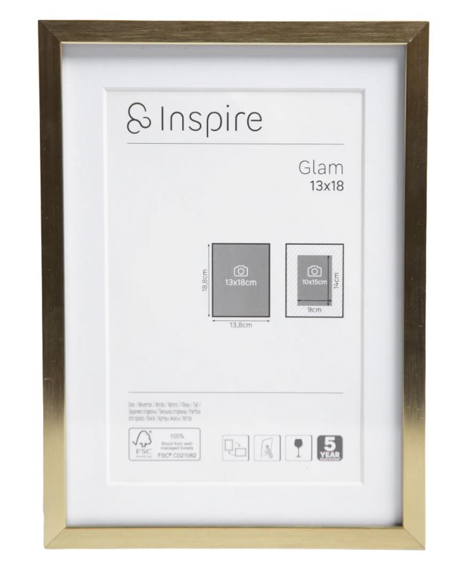ГЛЭМ БРАСС, рамка, 13х18 см, алюминий, золото ГЛЭМ БРАСС, рамка, 13х18 см, алюминий, золото