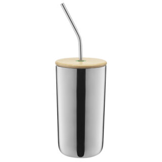 СМАРТ, термостакан с трубочкой, 520 мл, стальной, зеленый