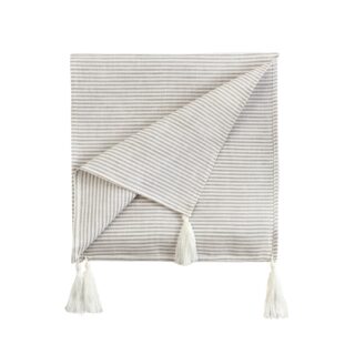 ЛИНЕН, дорожка на стол с кисточками, лён, 40х142 см, тонкие полосы