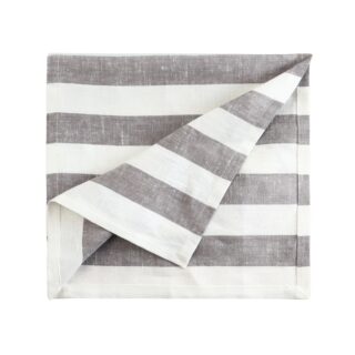 ЛИНЕН, дорожка на стол, лён, 40х142 см, серый/белый, полосы