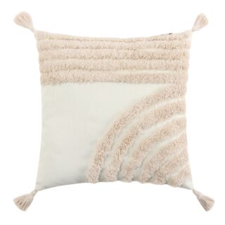 БОХО, чехол на подушку, хлопок, 45х45 см, бежевый, геометрия