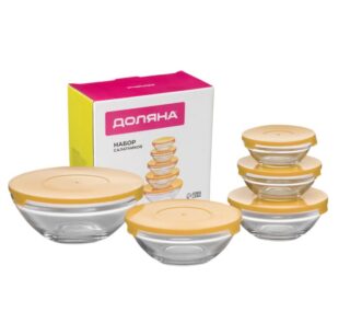 СТАНДАРТ, набор салатников с крышкой, стекло, 5шт