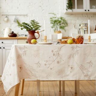 ГЕРБАРИУМ, скатерть, хлопок, 110х146 см, бежевый, цветы