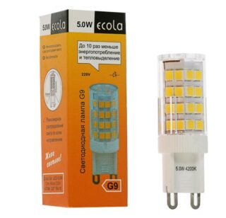 ЭКОЛА, лампа светодиодная, G9, 5 Вт, 50×15 мм, дневной белый