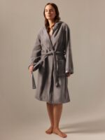 СОФТ МИСТ, халат махровый с капюшоном, женский, р 48, светло-серый