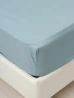ЙЕРРНА, простыня на резинке, 90х200см, серо-голубой, перкаль