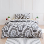 ЙЕРРНА, пододеяльник и наволочка, 150х200/50х70см, серый/абстракция, перкаль