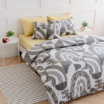 ЙЕРРНА, пододеяльник и наволочка, 150х200/50х70см, серый/абстракция, перкаль