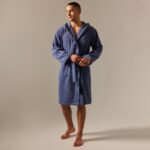 РИВЬЕРА, халат махровый с капюшоном, мужской, р 44, синий