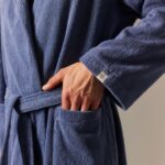 РИВЬЕРА, халат махровый с капюшоном, мужской, р 44, синий