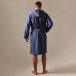РИВЬЕРА, халат махровый с капюшоном, мужской, р 44, синий