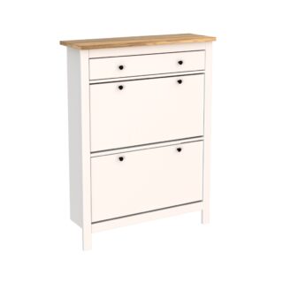 САГА, тумба для обуви, 2 двери, 1 ящик, 92х122 см, белый/ясень