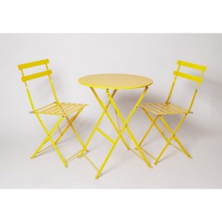 БИСТРО, комплект складной садовой мебели, 1 стол, 2 стула, желтый, М