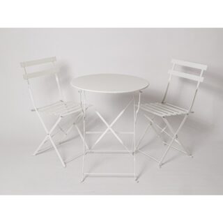 БИСТРО, комплект складной садовой мебели, 1 стол, 2 стула, белый, М
