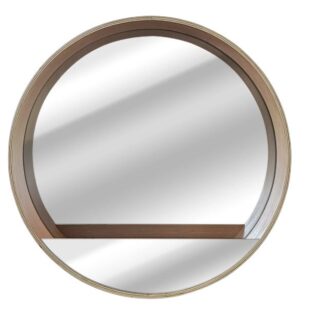 НОРДИК, зеркало с полкой, 56 см, шпон дуба, цвет дуб