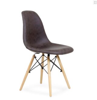 PATCHWORK, стул мягкий из экокожи, темно-коричневый