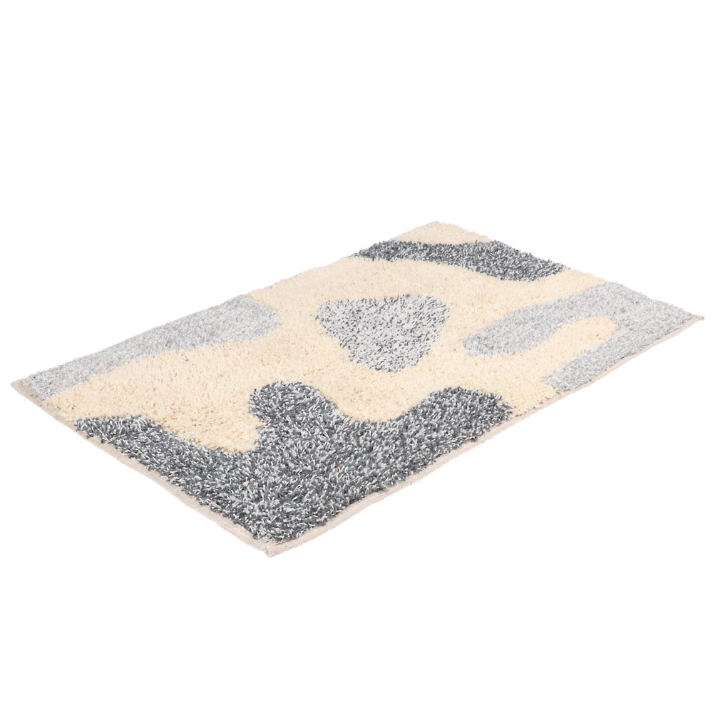 ИНДИЯ, коврик для ванной, 40x60 см, хлопок, серый/бежевый ИНДИЯ, коврик для ванной, 40x60 см, хлопок, серый/бежевый