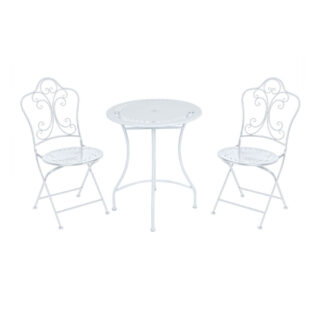 ИНБЛУМ, набор садовой мебели, стол и 2 стула, металл, белый