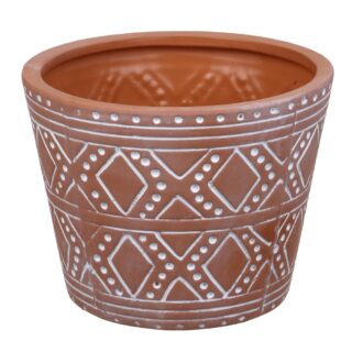 ИНБЛУМ, кашпо, 1,1 л, глина, терракотовый с белым узором